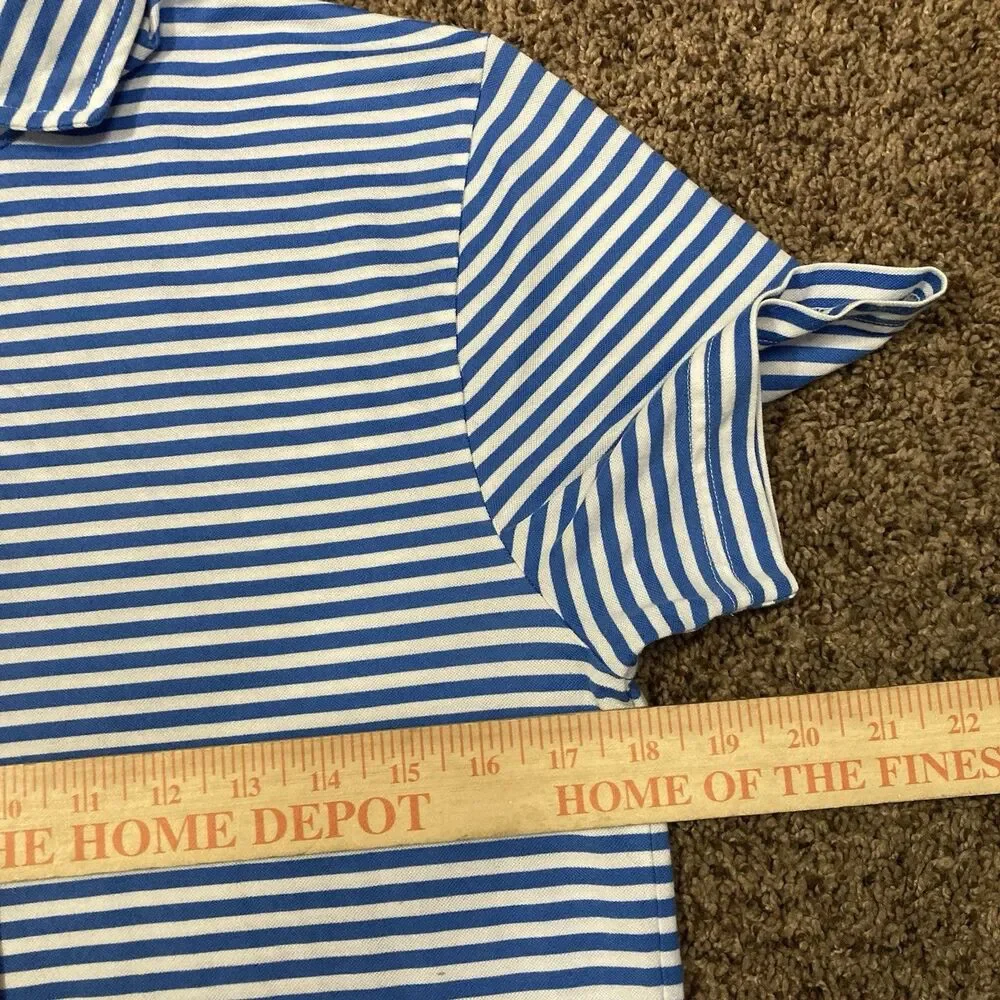 Ralph Lauren Polo Shirt Mens S Blue White Striped Pro Fit Short Sleeve Cotton